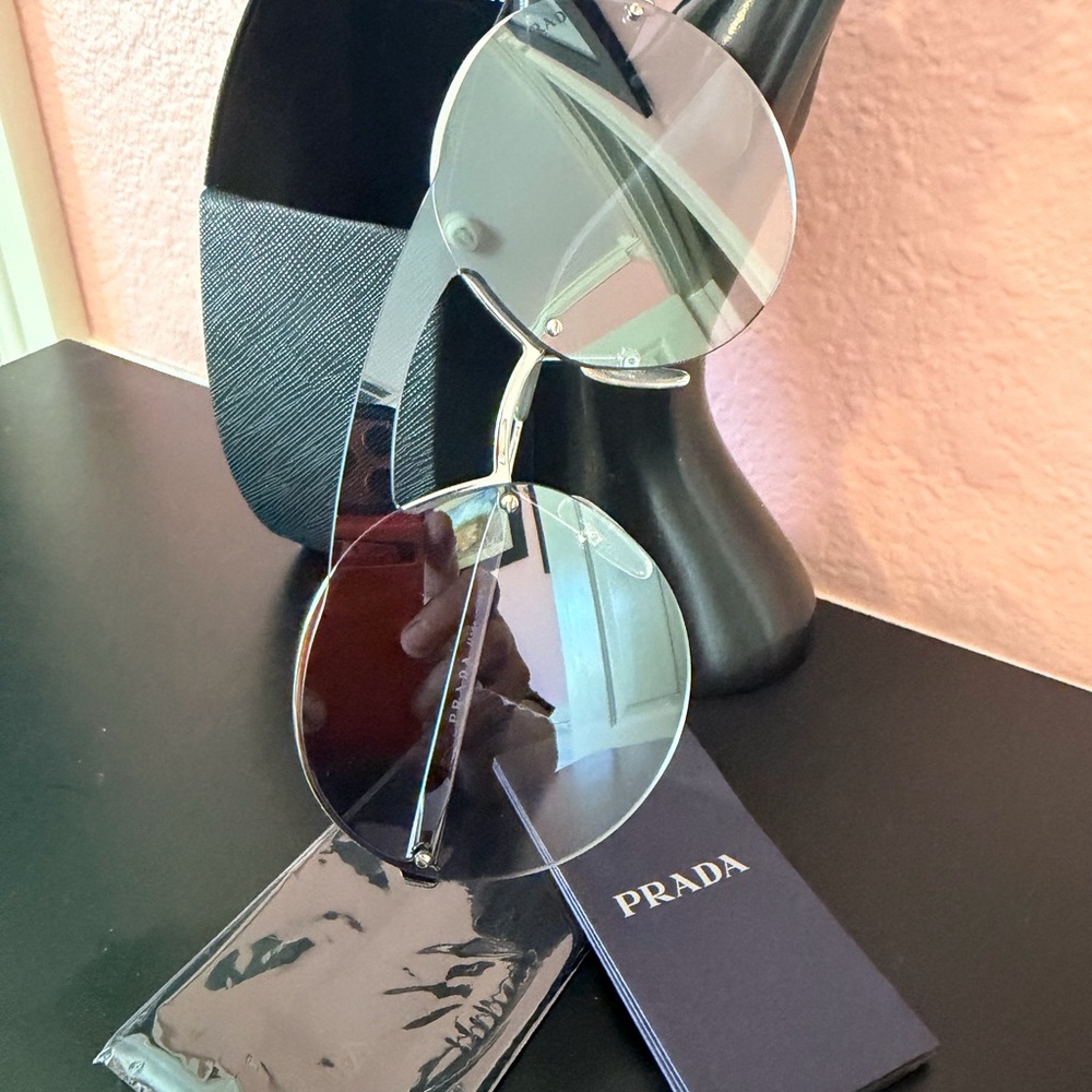 Prada Metallic Silver Round Sunglasses